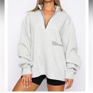 White Fox Boutique Light Gray Half-Zip Sweatshirt